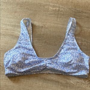 Floral Blue Women's Bikini Top